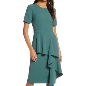 Teal Rachel Parcell Structured Drap Dress
